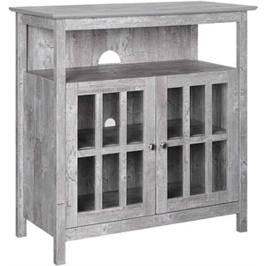 convenience concepts big sur highboy tv stand with storage cabinets in gray wood