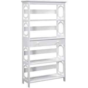convenience concepts omega 5-tier bookcase with drawer in white wood