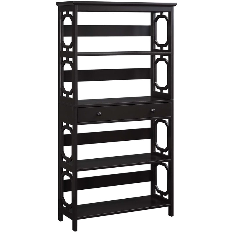 Convenience Concepts Omega 5-Tier Bookcase with Drawer in Espresso Wood
