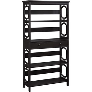 convenience concepts omega 5-tier bookcase with drawer in espresso wood