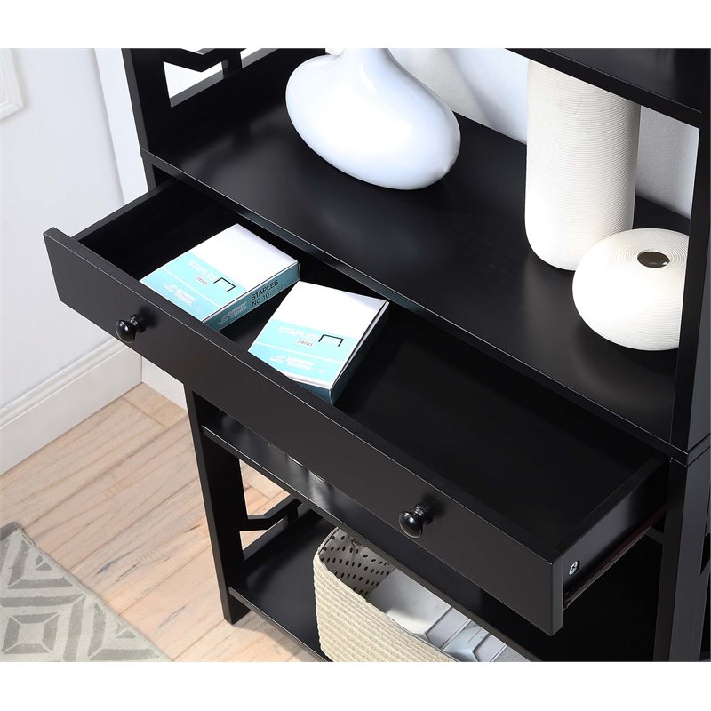 Convenience Concepts Omega 5-Tier Bookcase with Drawer in Black Wood