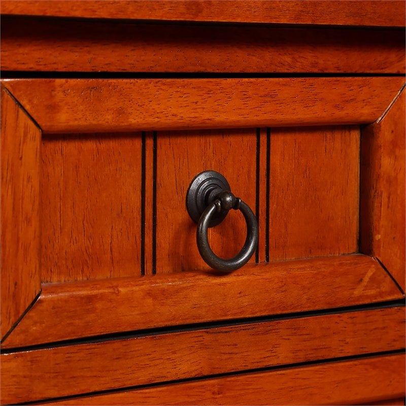 Convenience Concepts Kendra Three-Drawer Hall Table with Shelf in Cherry Wood