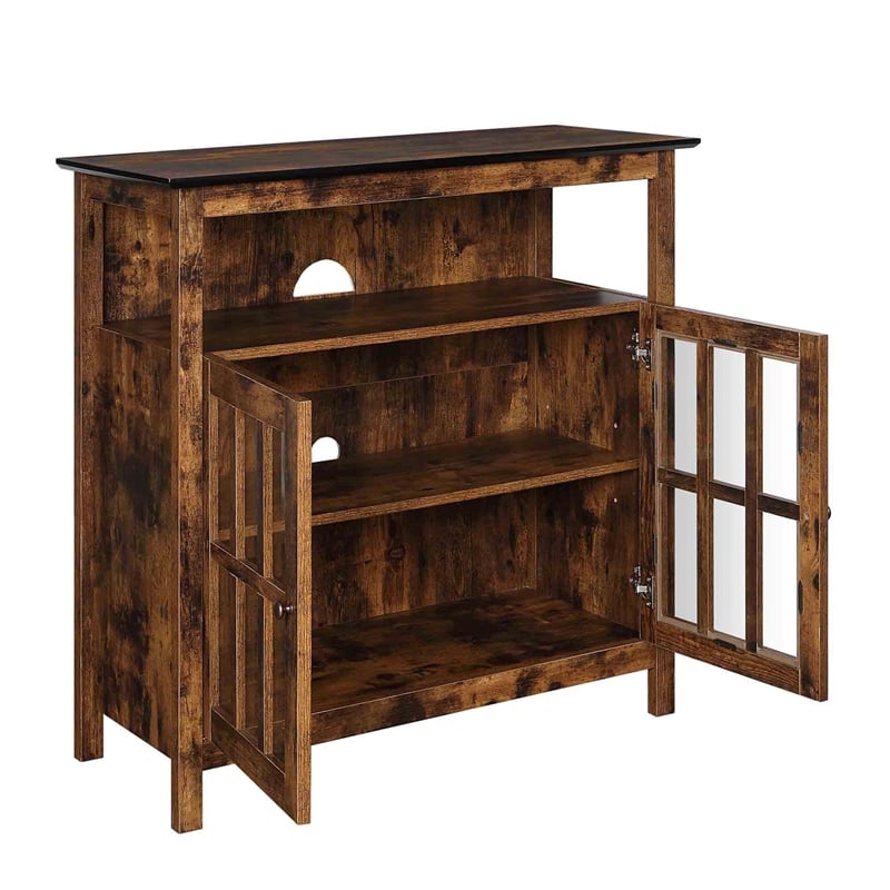 Big Sur Highboy TV Stand with Storage Cabinets in Brown Wood Finish