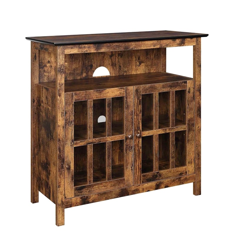 Big Sur Highboy TV Stand with Storage Cabinets in Brown Wood Finish