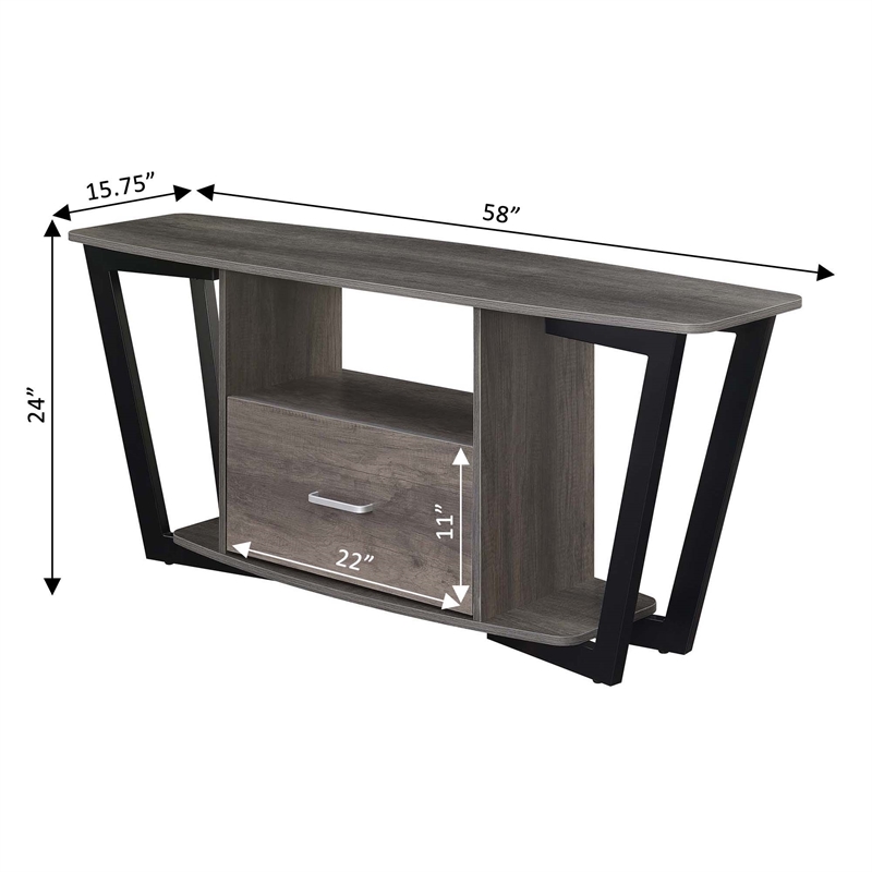 Graystone 60-inch One-Drawer TV Stand with Shelves in Gray Wood Finish