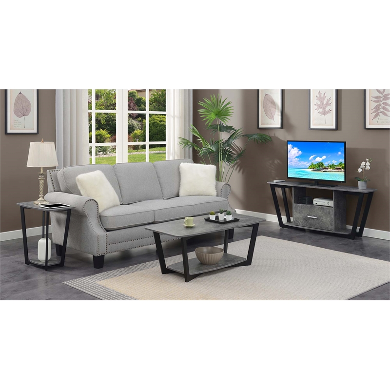 Convenience Concepts Graystone End Table with Shelf in Gray Wood Finish