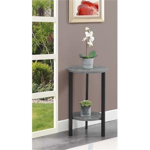 convenience concepts graystone 24-inch two-tier plant stand in gray wood finish