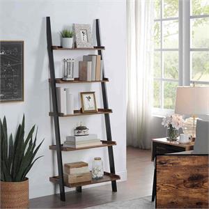 convenience concepts american heritage bookshelf ladder in nutmeg wood finish