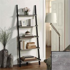 convenience concepts american heritage bookshelf ladder in gray wood finish