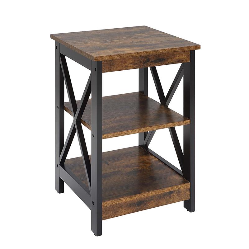 Convenience Concepts Oxford End Table with Shelves in Nutmeg Wood Finish