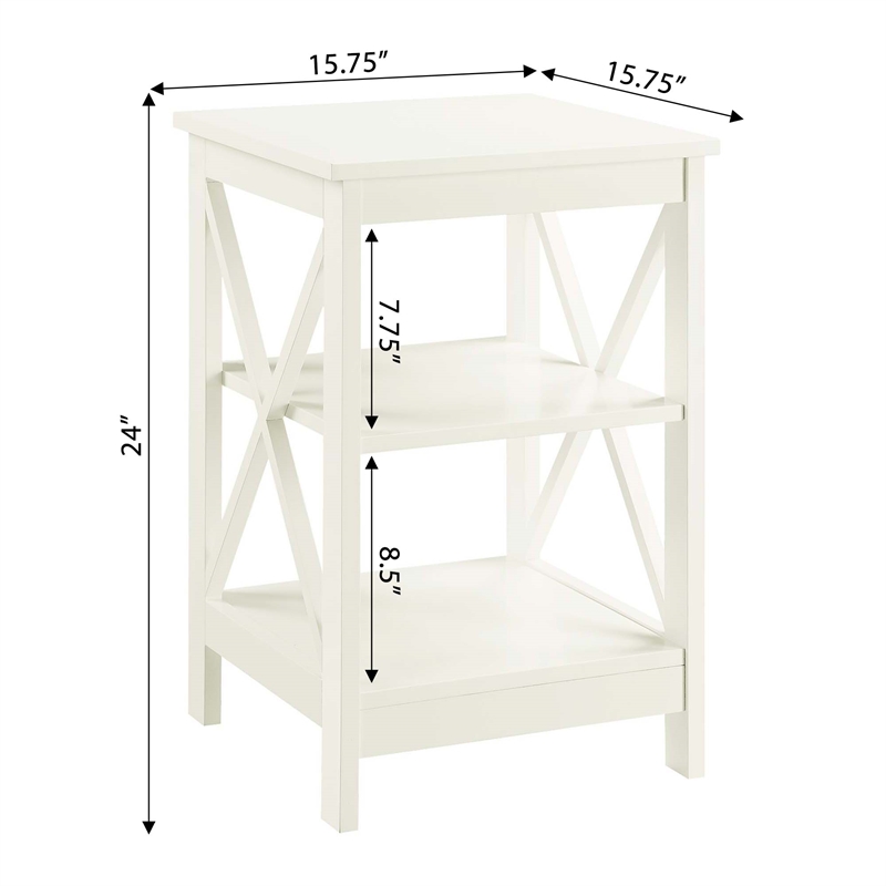Convenience Concepts End Table Coffee Accent Table Square in Wood - Ivory