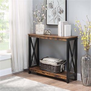 convenience concepts oxford console table with shelf in nutmeg wood finish
