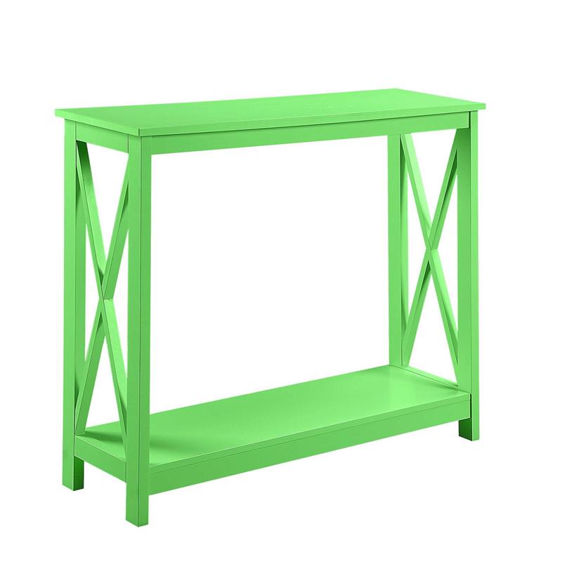 Convenience Concepts Oxford Console Table with Shelf in Lime Green Wood Finish