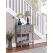 Kendra Three-Drawer Hall Table with Shelf in Gray Wood Finish
