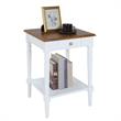 French Country One-Drawer End Table with Shelf in White Wood Finish
