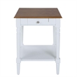 French Country One-Drawer End Table with Shelf in White Wood Finish