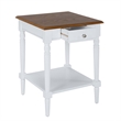 French Country One-Drawer End Table with Shelf in White Wood Finish