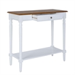 French Country One-Drawer Hall Table with Shelf in White Wood Finish