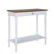 French Country One-Drawer Hall Table with Shelf in White Wood Finish