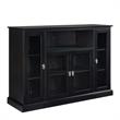 Summit Highboy TV Stand with Storage Cabinets and Shelves in Black Wood Finish