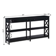 Oxford Two-Drawer 60-inch Console Table with Shelves in Black Wood Finish