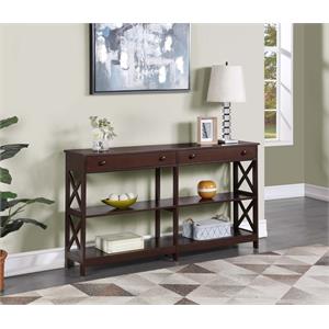 Oxford Two-Drawer 60-inch Console Table with Shelves in Espresso Wood Finish