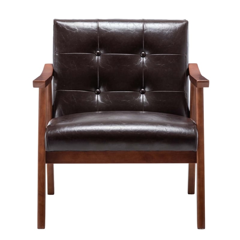 Convenience Concepts Take-a-Seat Natalie Accent Chair in Espresso Faux Leather