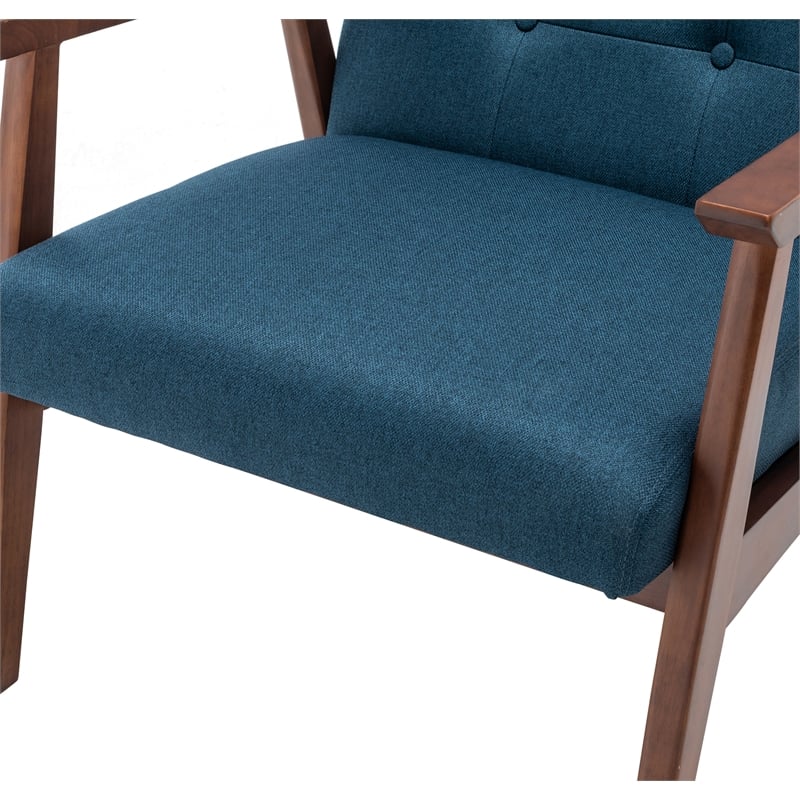 Convenience Concepts Take-a-Seat Natalie Accent Chair in Blue Faux Linen Fabric