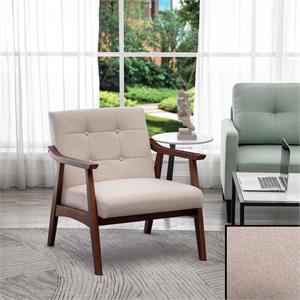 convenience concepts take-a-seat natalie accent chair in beige faux linen fabric