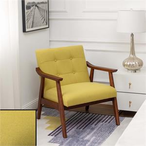 take-a-seat natalie accent chair in yellow faux linen fabric
