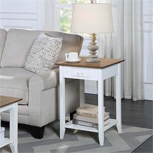 American Heritage One-Drawer End Table with Shelf in White Wood Finish