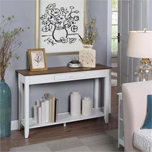 American Heritage One-Drawer Console Table with Shelf in White Wood Finish