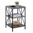 Convenience Concepts Tucson Starburst End Table with Shelves in Gray Wood Finish