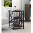 Tucson Starburst End Table with Shelves in Nutmeg Wood Finish