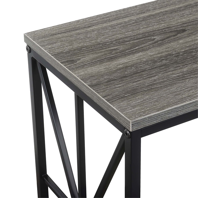 Tucson Starburst Chairside End Table w/Charging Station and Shelf in Gray Wood