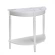 French Country Half-Round Entryway Table with Shelf in White Wood Finish