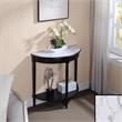French Country Half-Round Entryway Table with Shelf in Black Wood Finish