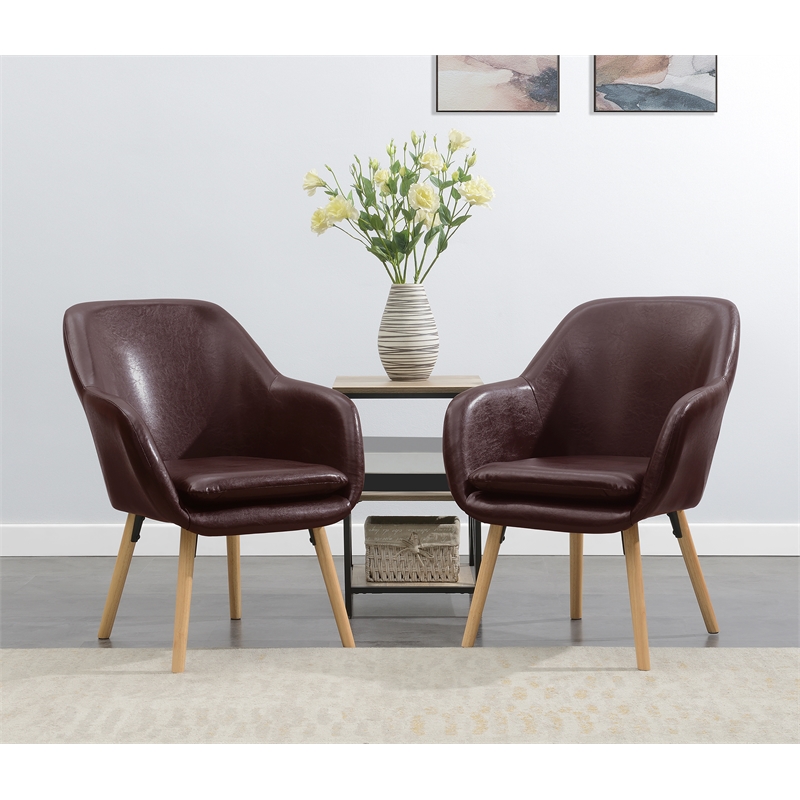 Take-a-Seat Charlotte Accent Chair in Espresso Faux Leather Finish
