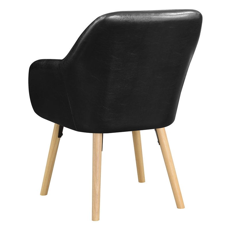 Take-a-Seat Charlotte Accent Chair in Black Faux Leather Finish