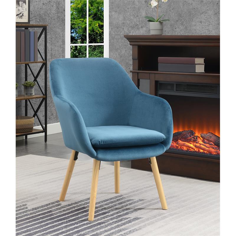 Convenience Concepts Take-a-Seat Charlotte Accent Chair in Blue Velvet Fabric