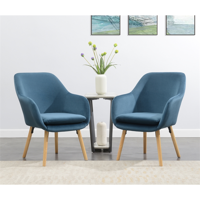 Convenience Concepts Take-a-Seat Charlotte Accent Chair in Blue Velvet Fabric