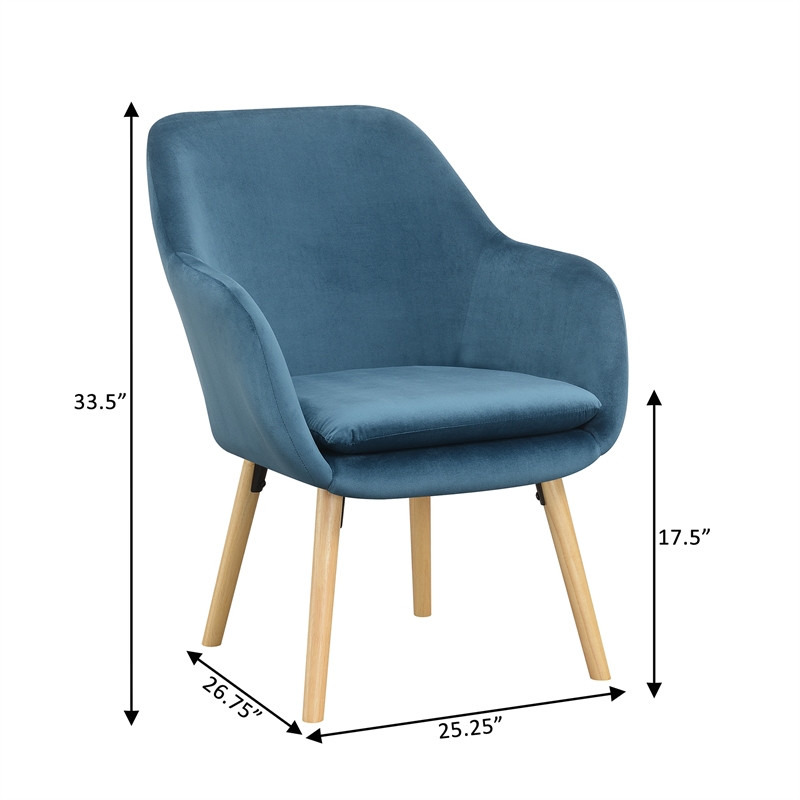 Convenience Concepts Take-a-Seat Charlotte Accent Chair in Blue Velvet Fabric