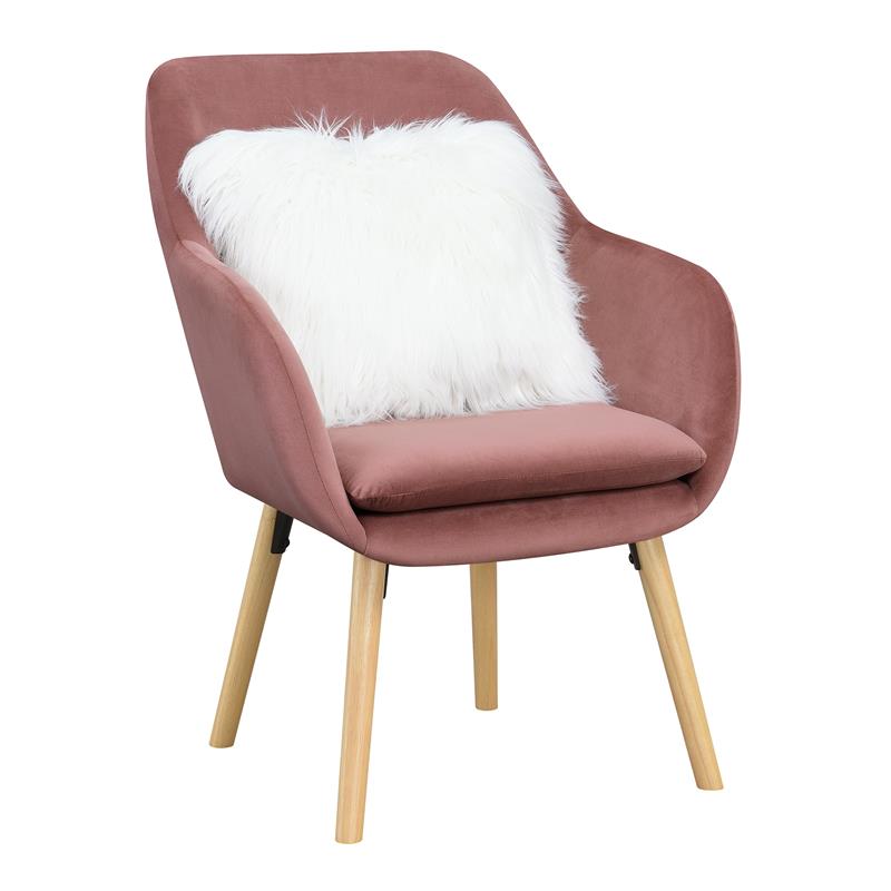 Convenience Concepts Take-a-Seat Charlotte Accent Chair in Pink Velvet Fabric