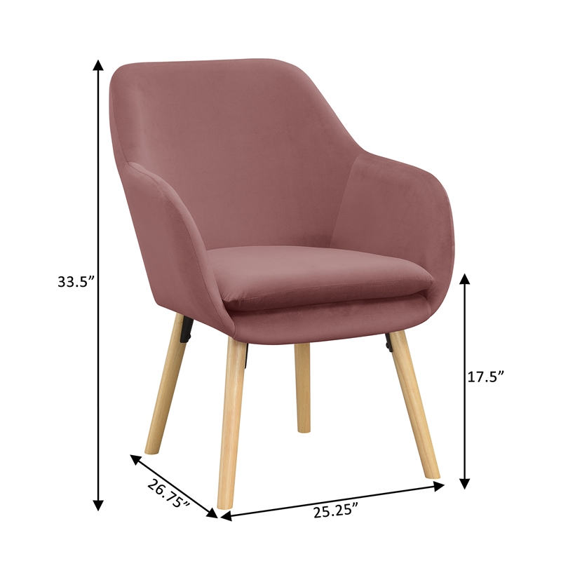 Convenience Concepts Take-a-Seat Charlotte Accent Chair in Pink Velvet Fabric