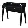 Newport Deluxe Two-Drawer Desk with Shelf in Black Wood Finish