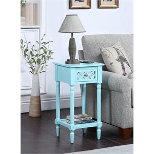 french country khloe deluxe one-drawer accent table with shelf in blue wood