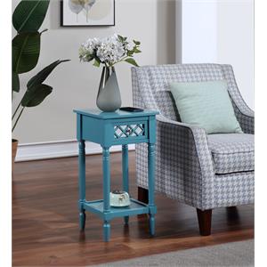 french country khloe deluxe one-drawer accent table with shelf in blue wood