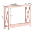 Convenience Concepts Oxford Console Table with Shelf in Light Pink Wood Finish