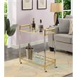 Royal Crest Two-Tier Acrylic Glass Bar Cart in Clear Glass with Gold Metal Frame