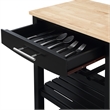 Ellaine Four-Tier Butcher Block Kitchen Cart w/ Drawer & Wine Rack in Black Wood